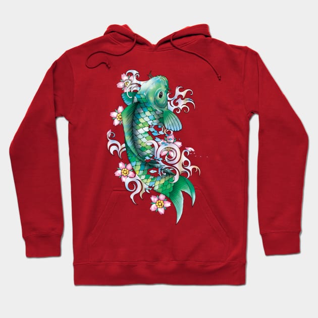 Emerald Koi Fish Hoodie by TurkeysDesign